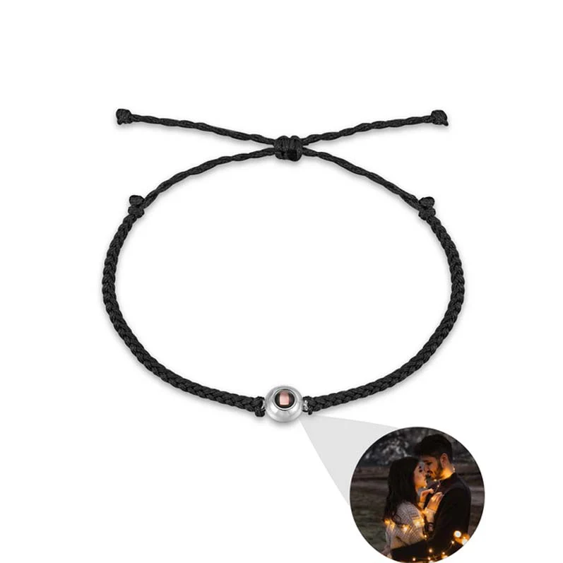 Personalized Circle Photo Projector Bracelet For Women And Men Black w