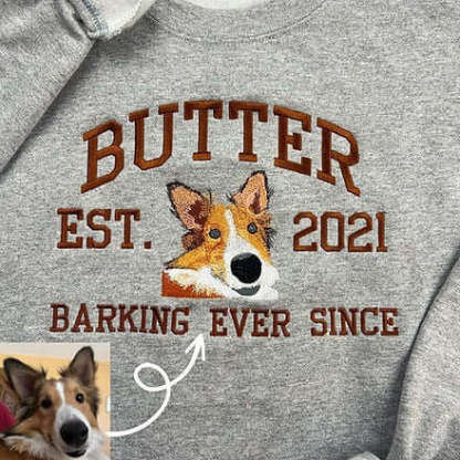 Custom Embroidered Sweatshirt With Pet Portrait and Name