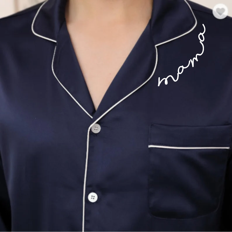 Custom Mama Print Women Pajamas Sleepwear Ice Silk PJ Set, Personalized Pajama Set Comfortable, Mothers Day Gift-ilovevango