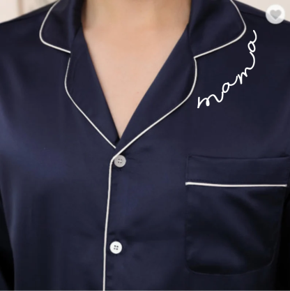Custom Mama Print Women Pajamas Sleepwear Ice Silk PJ Set, Personalized Pajama Set Comfortable, Mothers Day Gift-ilovevango