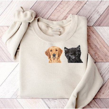 Custom Dog Cat Ears Hoodie Sweatshirt , Dog Lover Hoodie, Line art Dog Ears Hoodie, Pet Lover New Dog Owner-ilovevango