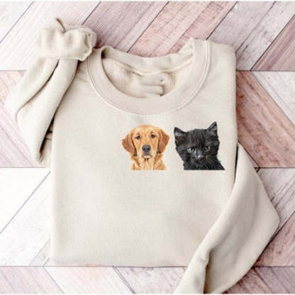 Custom Dog Cat Ears Hoodie Sweatshirt , Dog Lover Hoodie, Line art Dog Ears Hoodie, Pet Lover New Dog Owner-ilovevango
