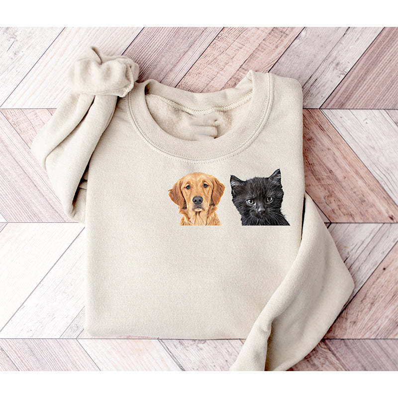 Custom Dog Cat Ears Hoodie Sweatshirt , Dog Lover Hoodie, Line art Dog Ears Hoodie, Pet Lover New Dog Owner-ilovevango