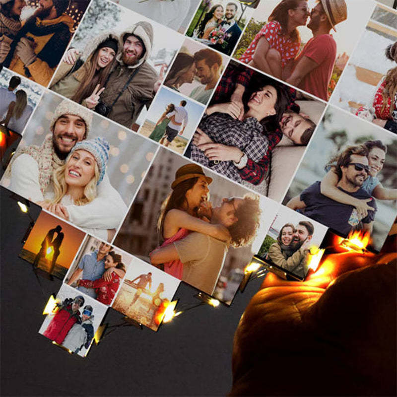 Personalized multiple photos Heart Photo Frame Gifts For Love-ilovevango