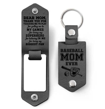Custom Photo Dear Mom Thank You For Teaching Me - Birthday, Loving Gift For Baseball, Softball Mother - Personalized Leather Photo Keychain-ilovevango