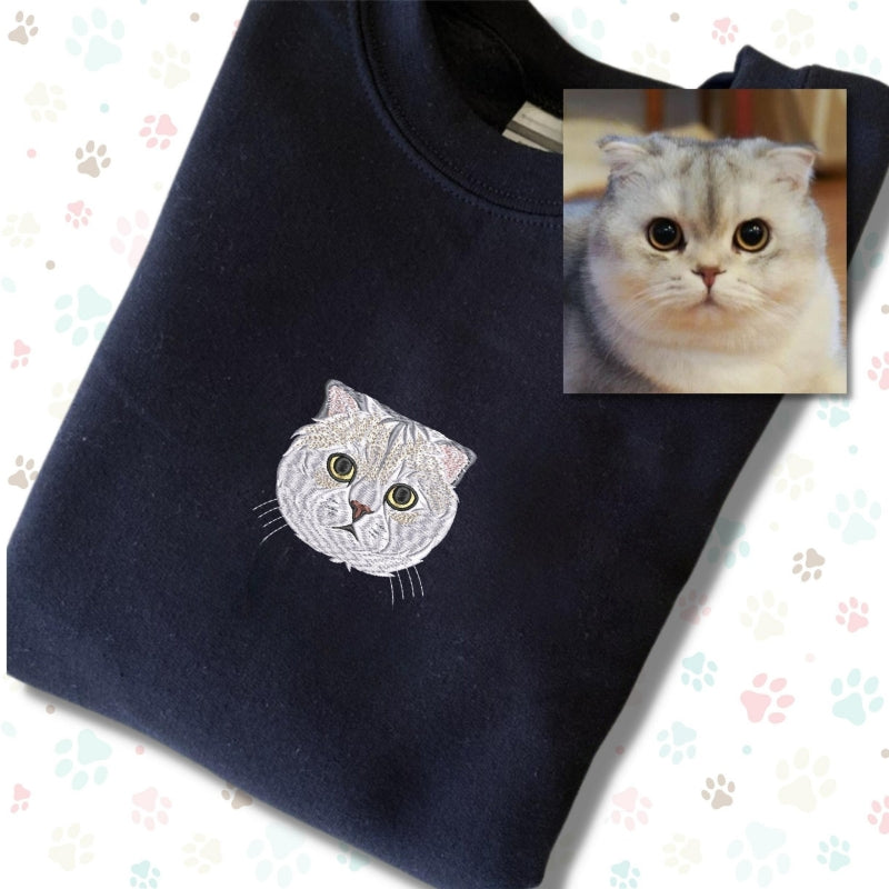 Personalized Pet Portrait Embroidered Center Sweatshirt