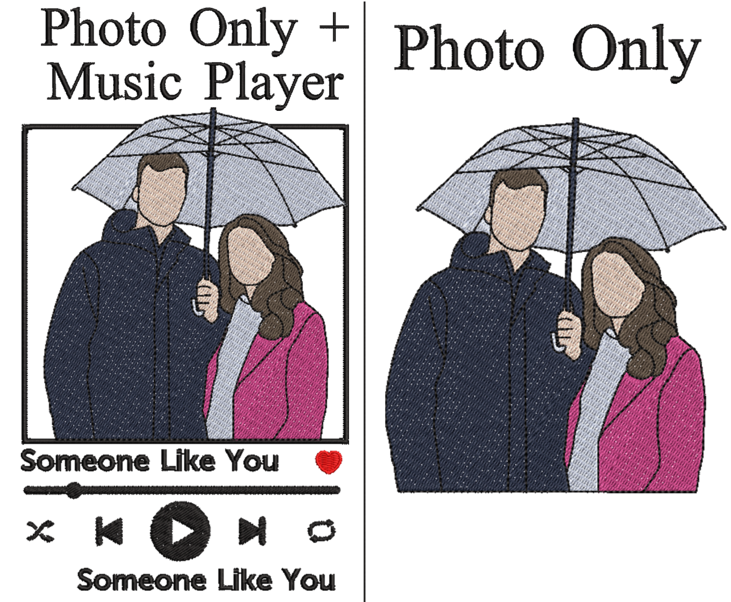 Christmas Gifts Custom Roman Embroidered Sweatshirt Portrait Music Player Couple Family Gift