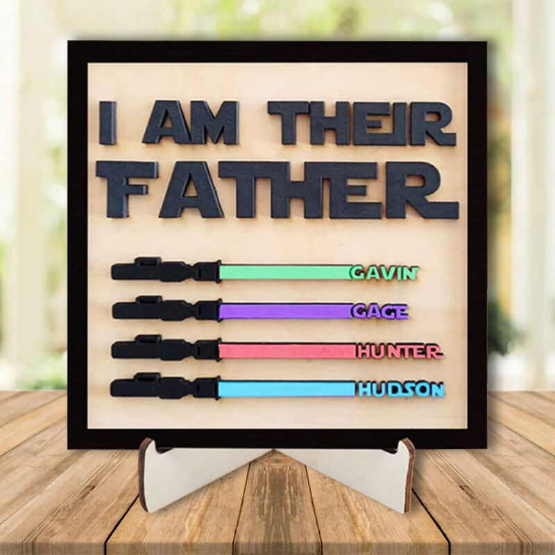 Custom 3D Lightsaber Name Wooden Frame Father's Day Gift-ilovevango