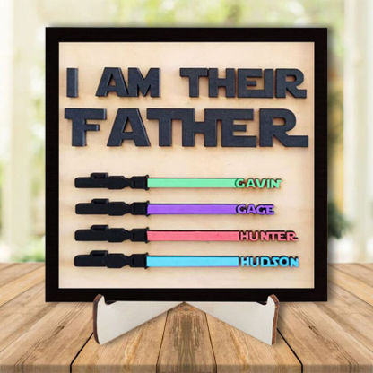 Custom 3D Lightsaber Name Wooden Frame Father's Day Gift-ilovevango