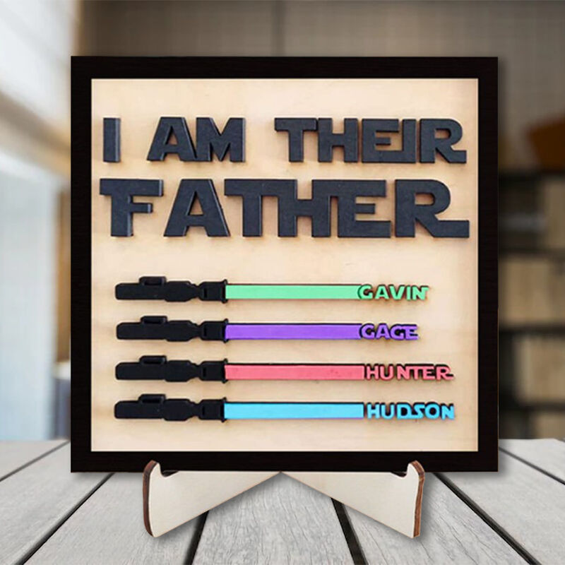 Custom 3D Lightsaber Name Wooden Frame Father's Day Gift-ilovevango