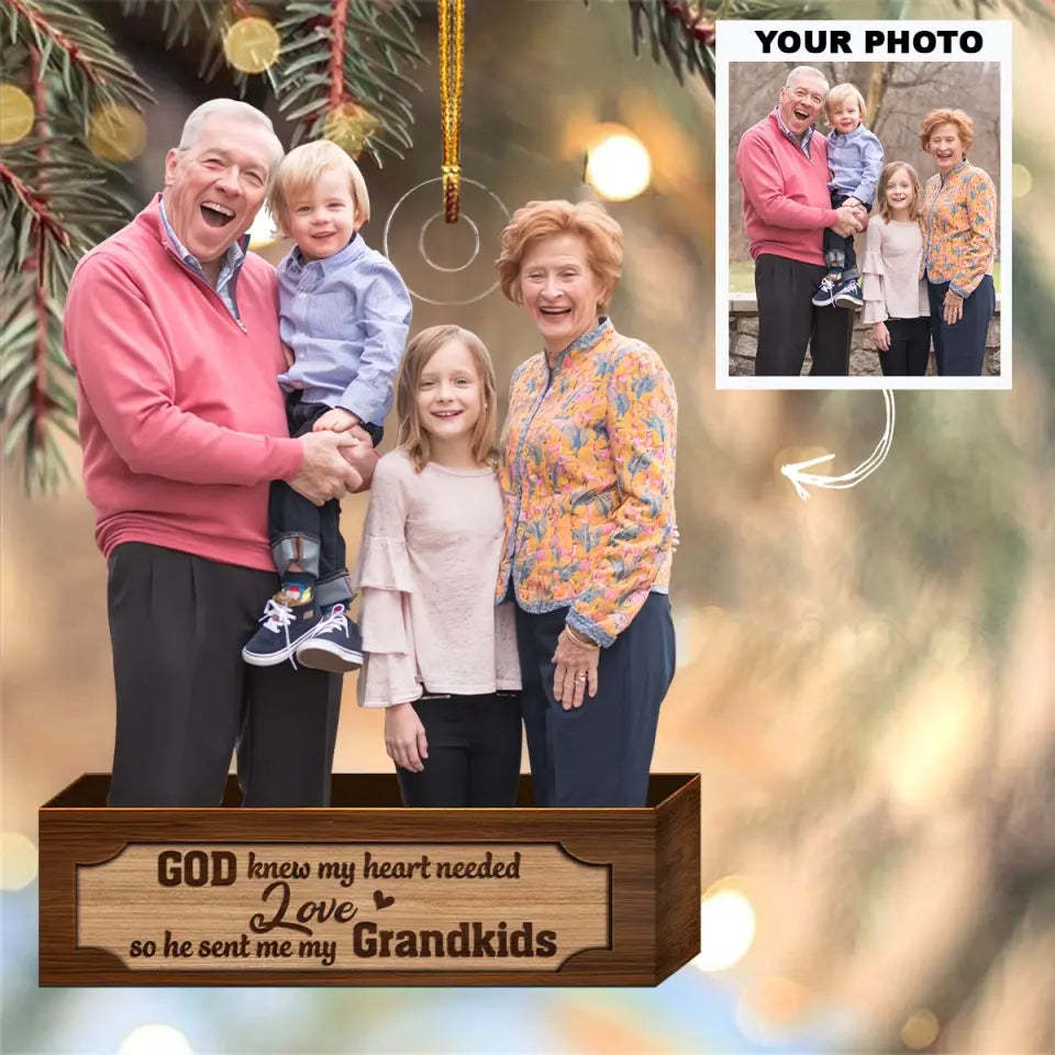 God Knew My Heart Needed Love - Personalized Custom Photo Mica Ornamen