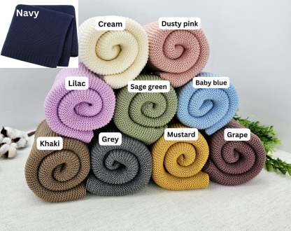 Personalized Baby Blanket, Embroidered Name, Stroller Blanket, Newborn Baby Gift, Soft Breathable Cotton Knit Baby Blanket, Baby Shower Gift-ilovevango