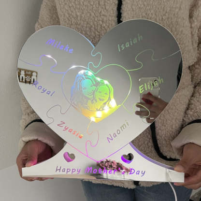 Personalized Photo Heart Mirror Light