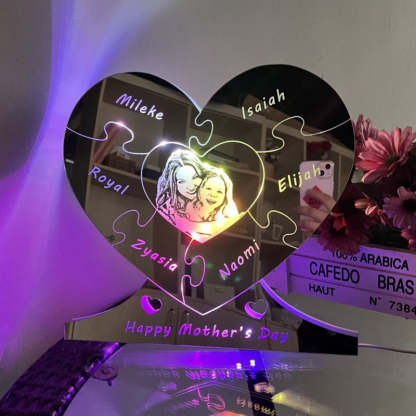 Personalized Photo Heart Mirror Light