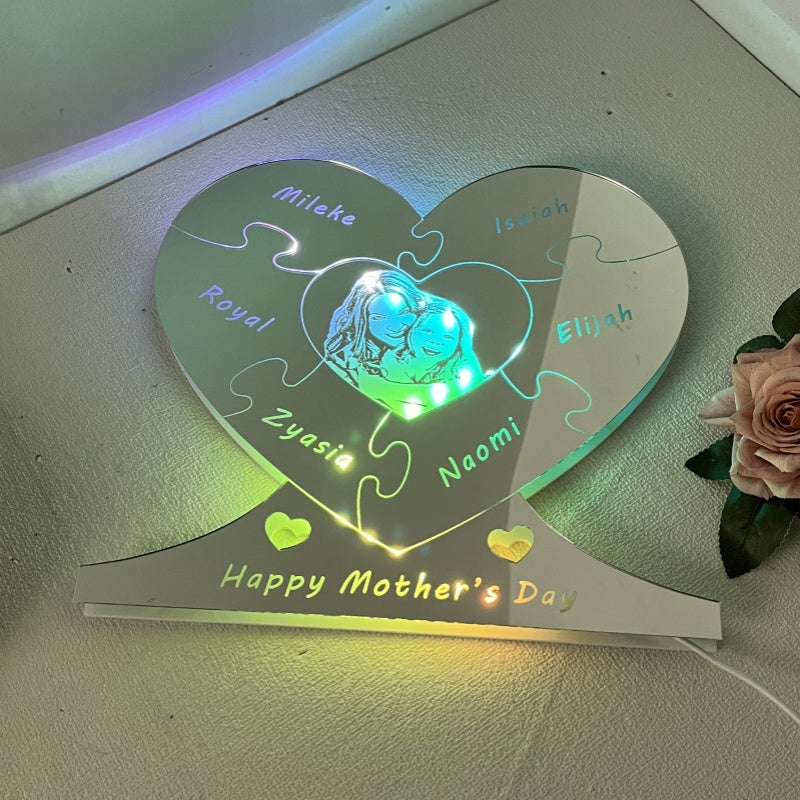 Personalized Photo Heart Mirror Light