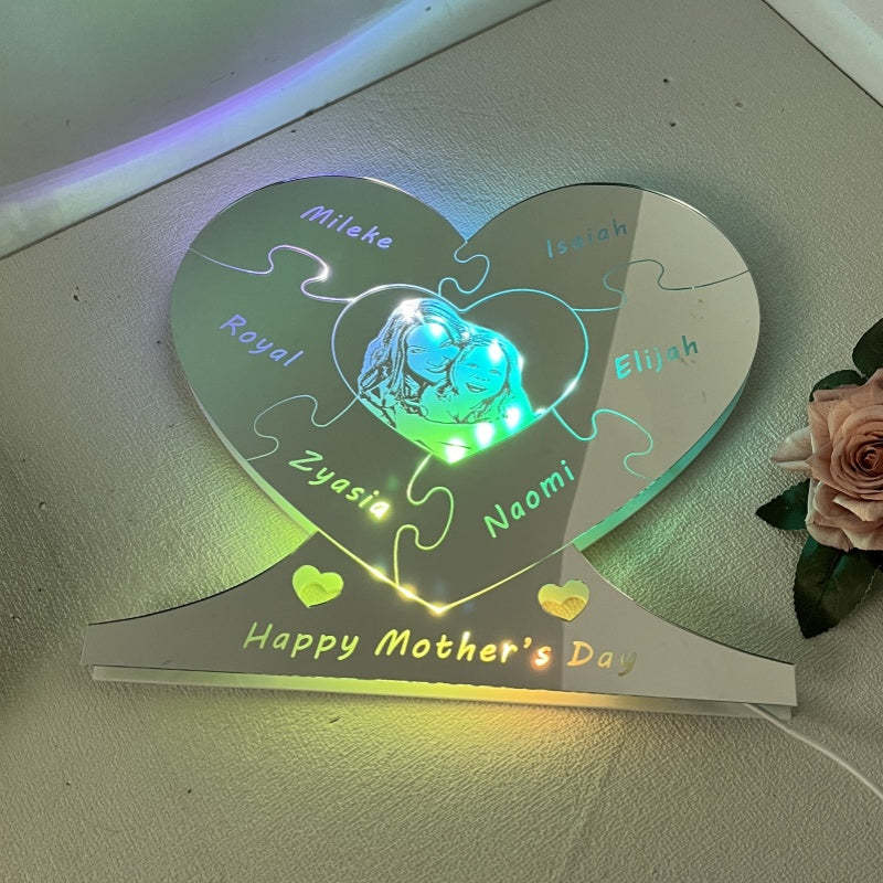 Personalized Photo Heart Mirror Light