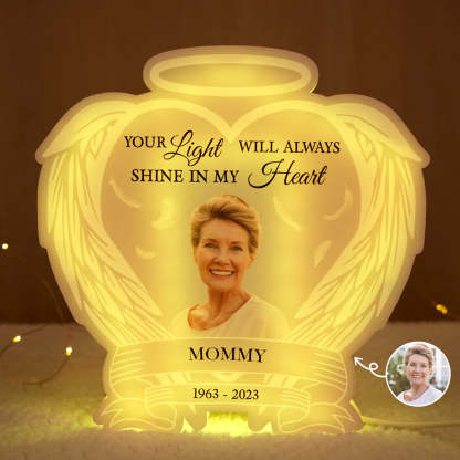 Custom Photo Always Shine In My Heart - Loving, Memorial Gift For Family, Siblings, Friends - Personalized Custom Shaped Photo Light Box-ilovevango