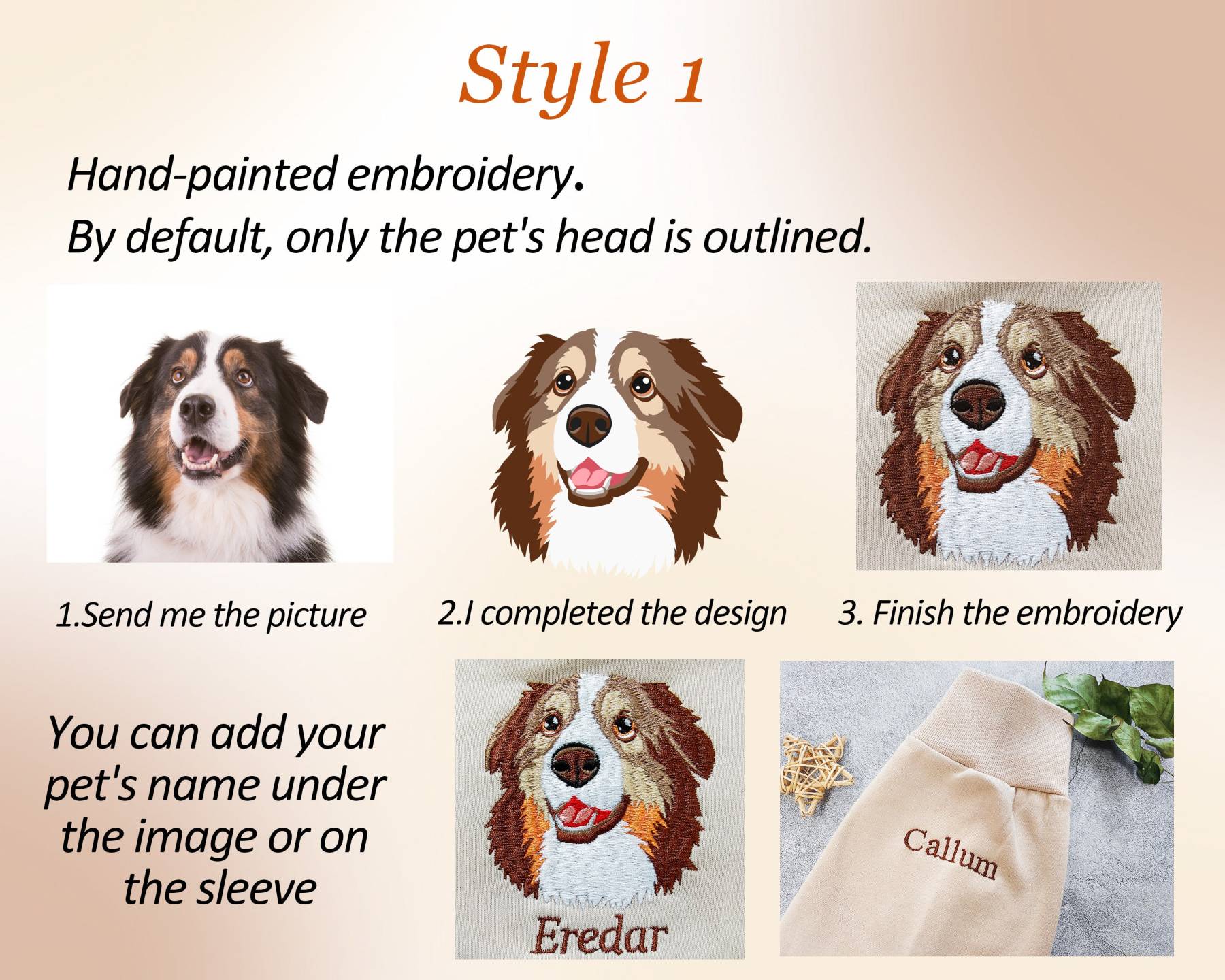 Personalized Pet Portrait Embroidered Sweatshirt