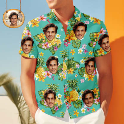 Custom Face All Over Print Hawaiian Shirt Pineapples Shirts Gift for Him