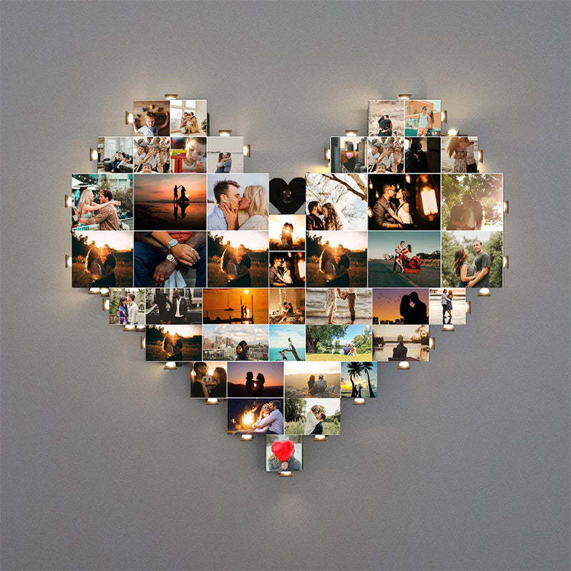 Personalized multiple photos Heart Photo Frame Gifts For Love-ilovevango
