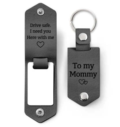 Custom Photo Drive Safe I Need You Here With Me - Birthday, Loving Gift For Mom, Mum, Mother - Personalized Leather Photo Keychain-ilovevango