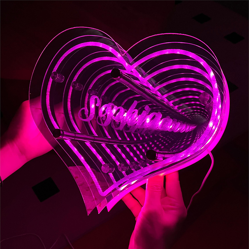 🔥Hot Sale🔥Personalized infinite heart-shaped mirror name lamp