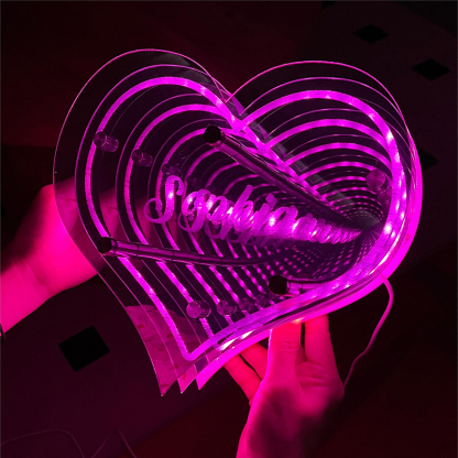 🔥Hot Sale🔥Personalized infinite heart-shaped mirror name lamp