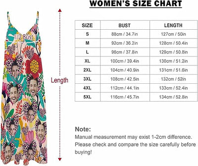 Custom Face Women Long Dress For Couples Personalized Face Dress