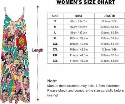 Custom Face Women Long Dress For Couples Personalized Face Dress