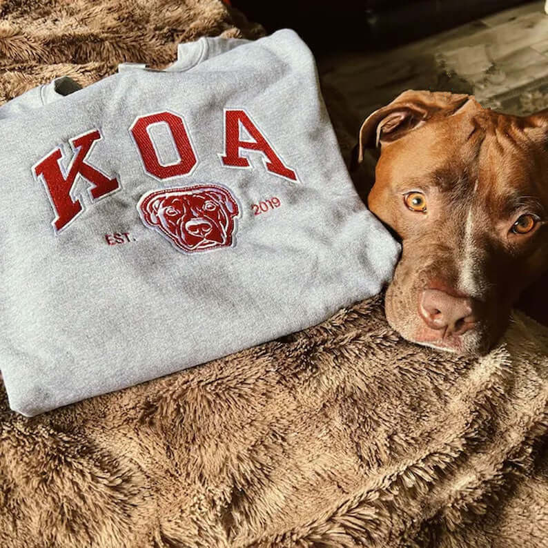 Custom Embroidered Sweatshirt With Pet Portrait and Name