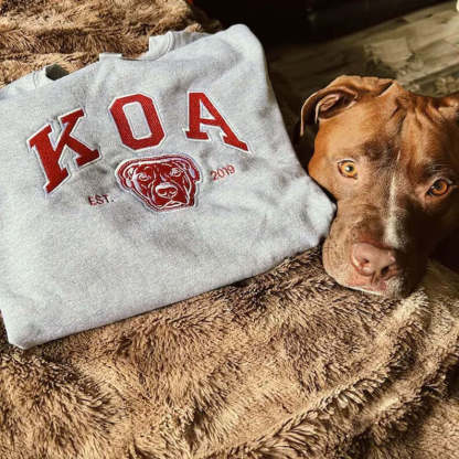Custom Embroidered Sweatshirt With Pet Portrait and Name