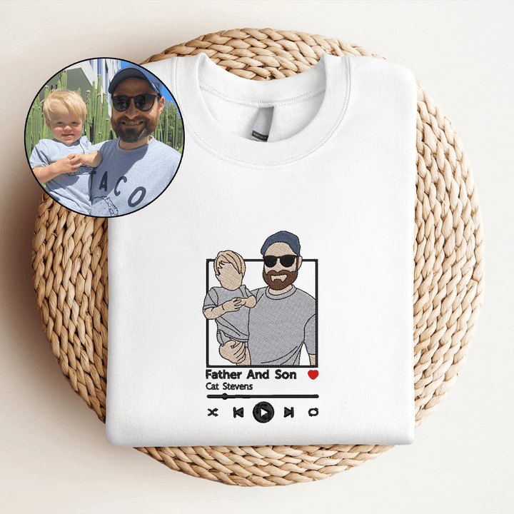 Christmas Gifts Custom Roman Embroidered Sweatshirt Portrait Music Player Couple Family Gift