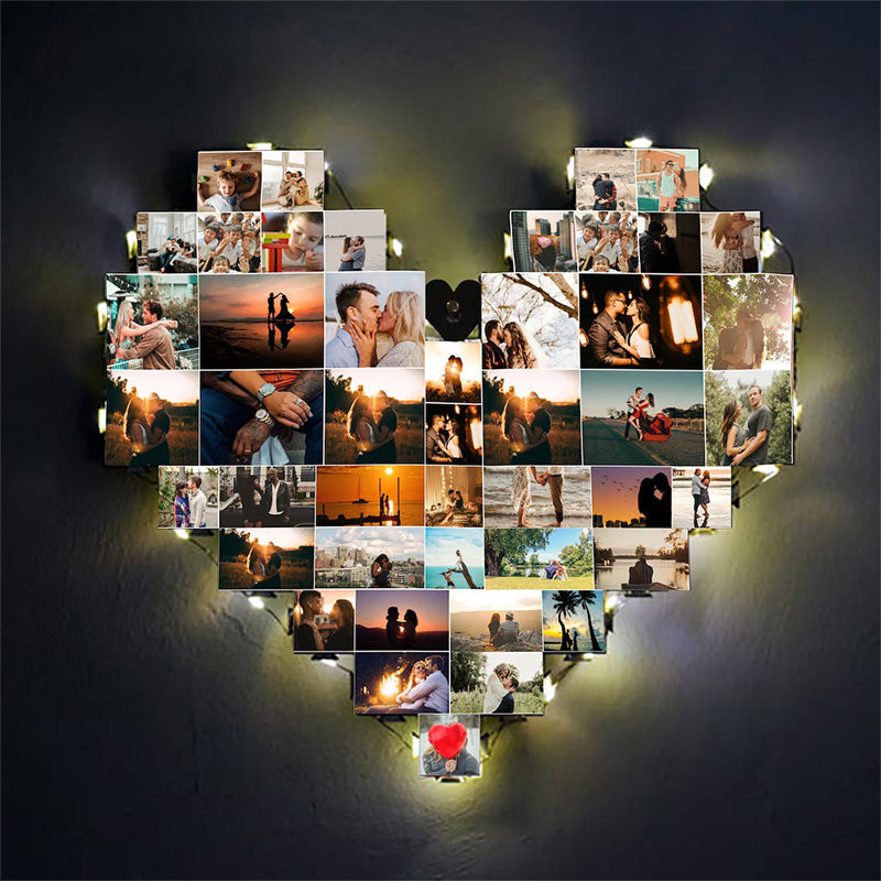 Personalized multiple photos Heart Photo Frame Gifts For Love-ilovevango