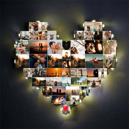 Personalized multiple photos Heart Photo Frame Gifts For Love-ilovevango