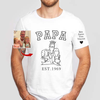 Custom Embroidered Portrait Sweatshirt - Commemorate a Special Year with Personalized Family Art, Perfect Gift for Dad-ilovevango