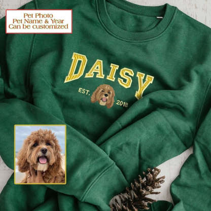 Custom Embroidered Sweatshirt With Pet Portrait and Name