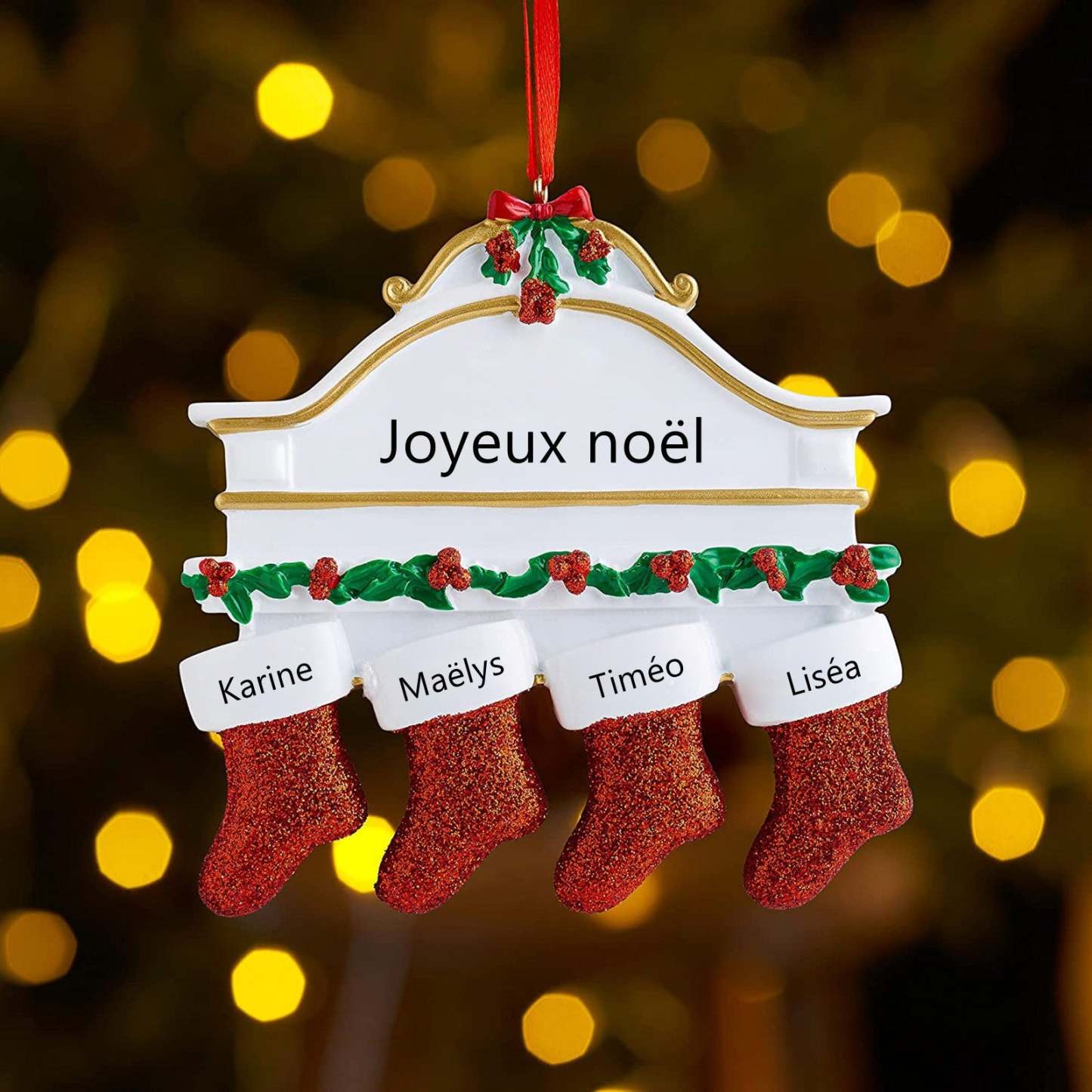 Personalized Christmas Stocking Ornaments 2-8 Names and Editable Text