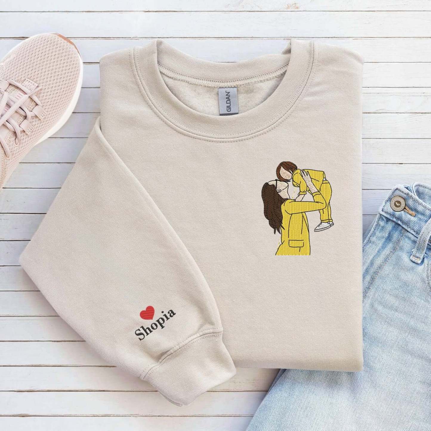 Custom Photo Portrait Embroidered Sweatshirt