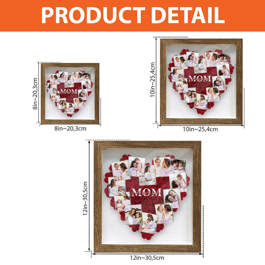 Heart Photos Mom We Love You - Personalized Mother Flower Shadow Box