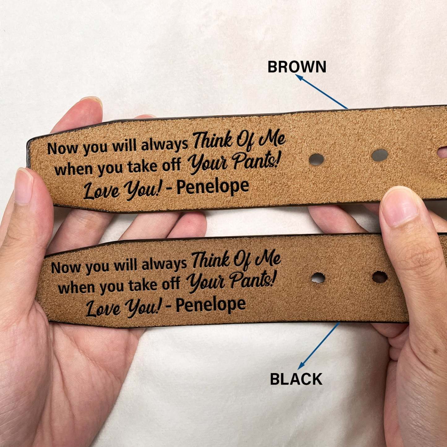 Now You Will Always Think Of Me - Funny Gift For Husband, Boyfriend From Wife, Girlfriend - Personalized Engraved Leather Belt-ilovevango