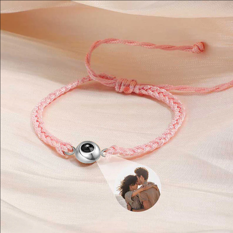 Personalized Circle Photo Projector Bracelet For Women And Men Sliver