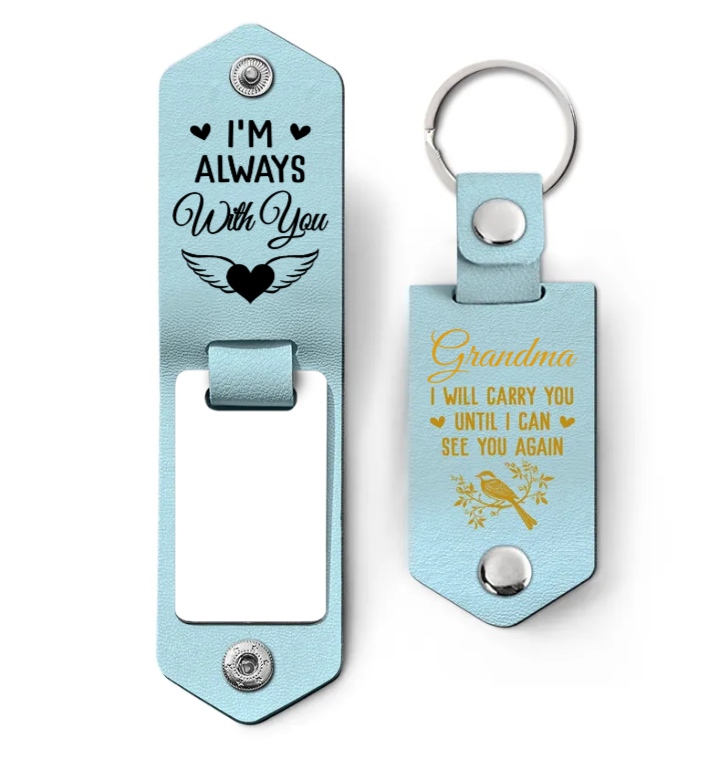 Custom Photo I Will Carry You Until I Can See You Again - Memorial Gift For Family - Personalized Leather Photo Keychain-ilovevango