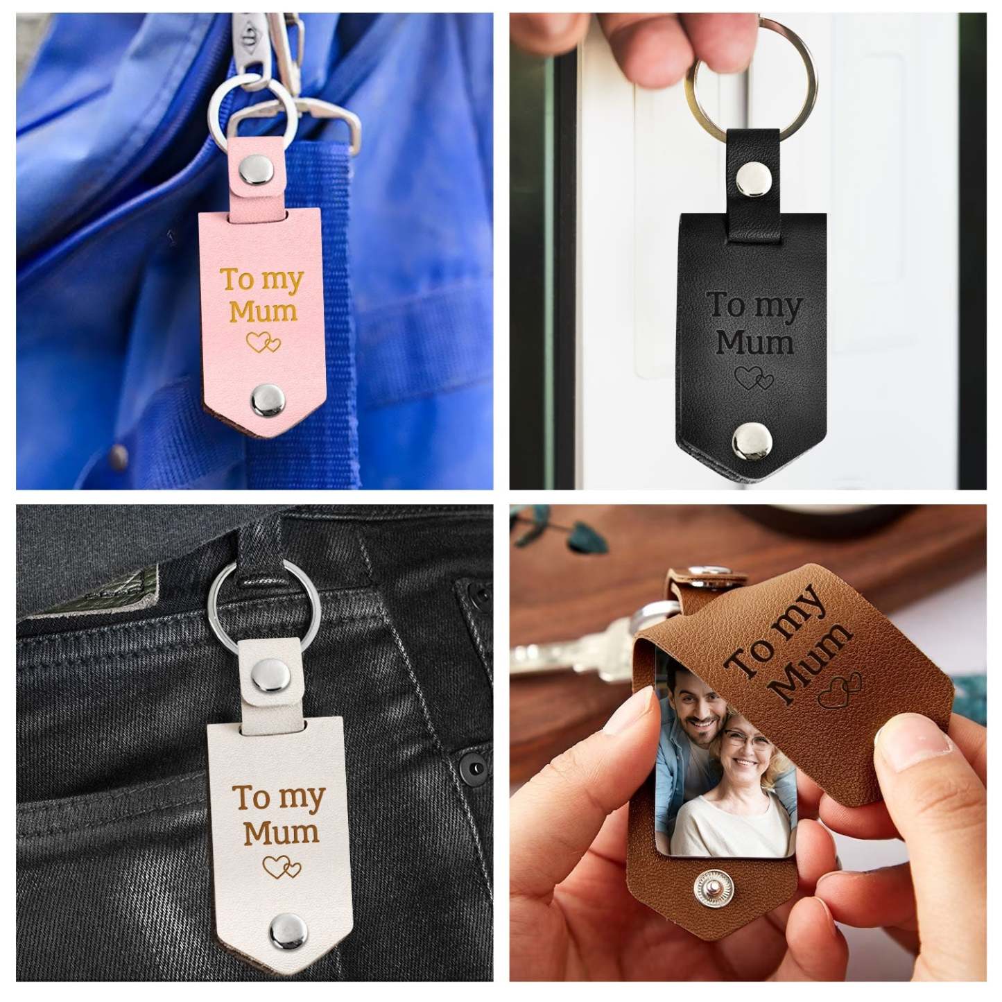Custom Photo Drive Safe I Need You Here With Me - Birthday, Loving Gift For Mom, Mum, Mother - Personalized Leather Photo Keychain-ilovevango