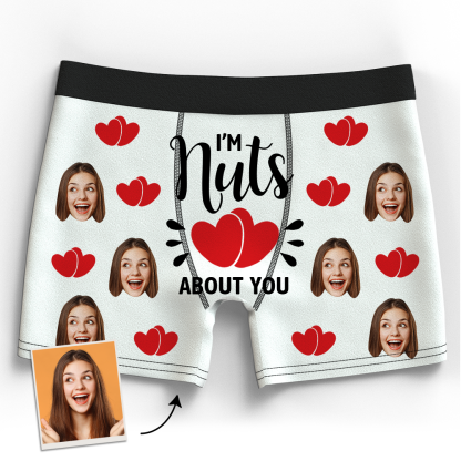 Valentine's Gift Custom Boxer Shorts - I'm Nuts About You-ilovevango