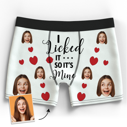 Valentine's Gift Custom Face Boxer Shorts - I Licked It-ilovevango