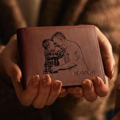 Gifts For Men Personalized Photo Wallet For Men Custom Photo Engraved Wallet For Dad