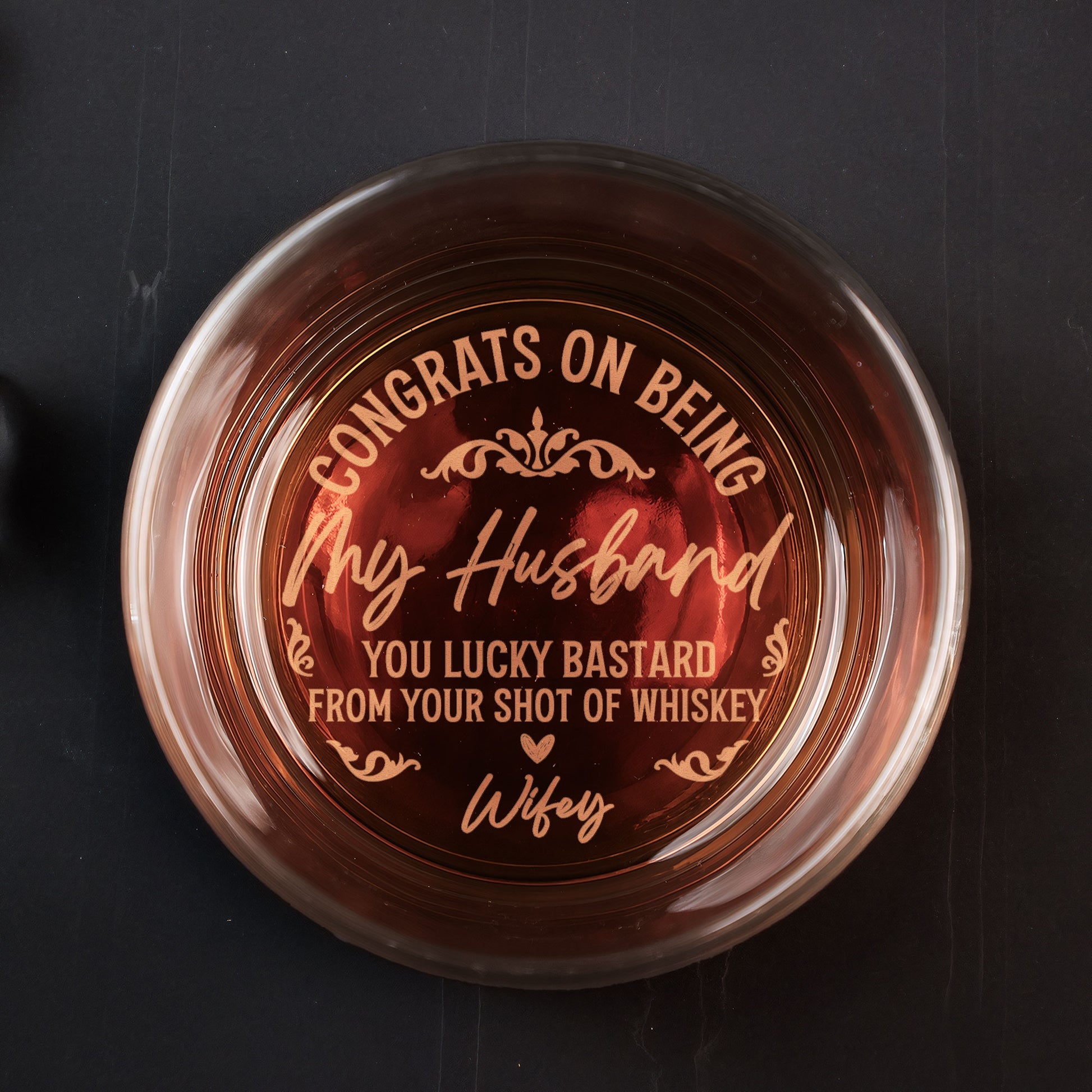 Congrats On Being My Husband - Personalized Engraved Whiskey Glass-ilovevango