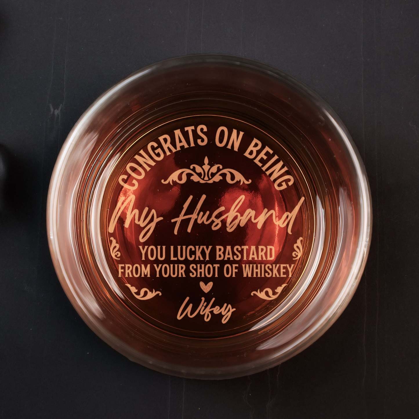 Congrats On Being My Husband - Personalized Engraved Whiskey Glass-ilovevango