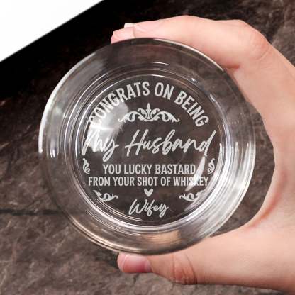 Congrats On Being My Husband - Personalized Engraved Whiskey Glass-ilovevango