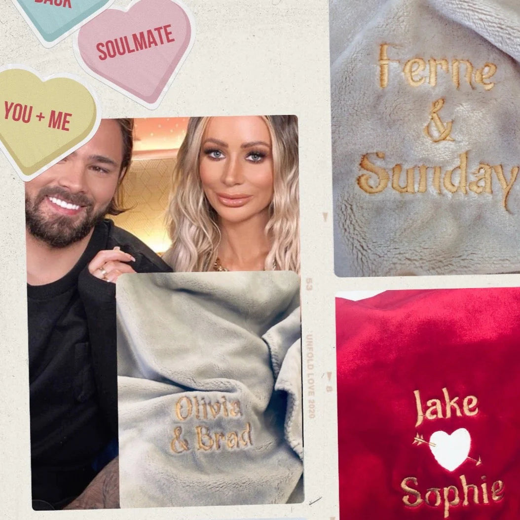 Couples Personalised Microfibre Soft Sofa Blanket-ilovevango